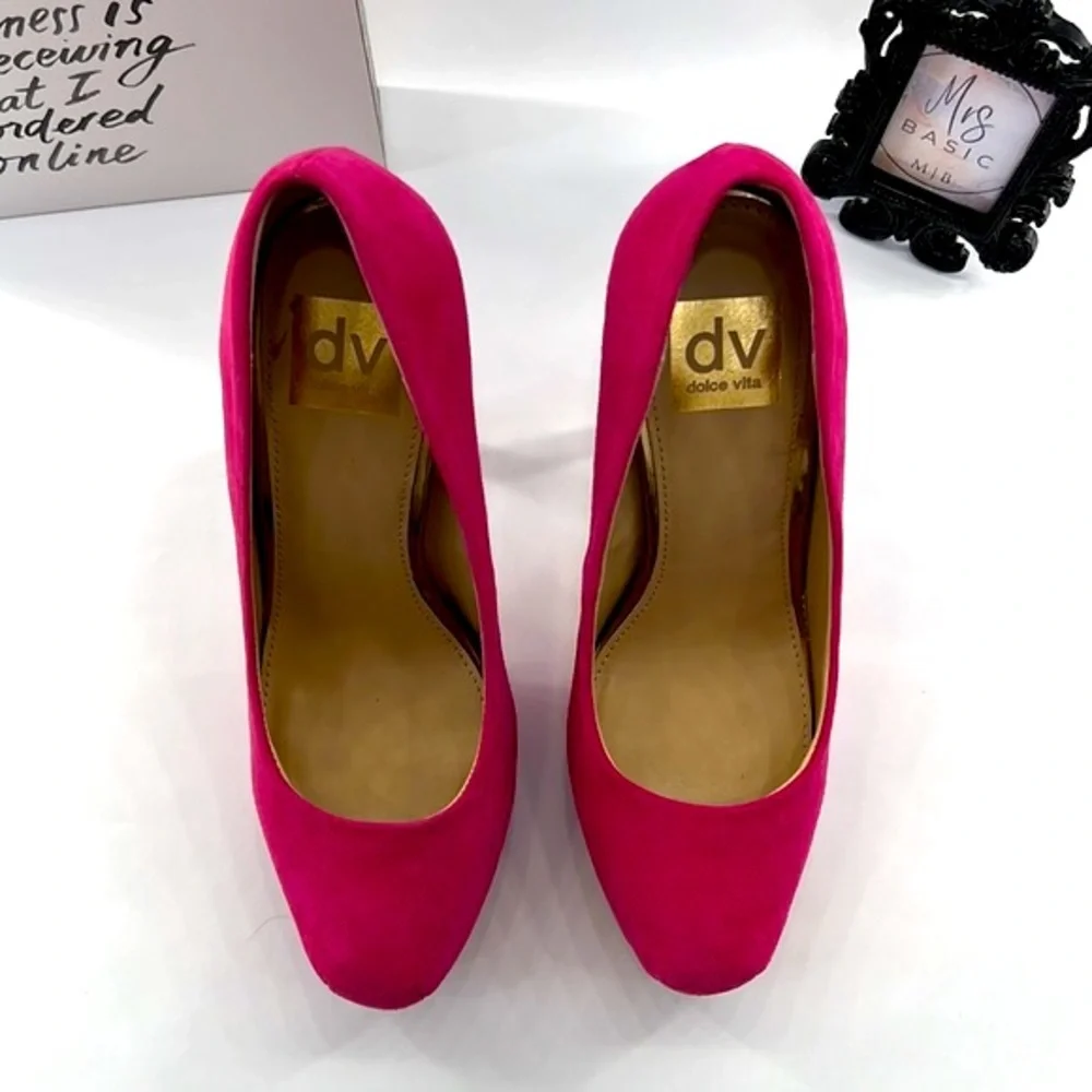 Dolce Vita Hot Pink Suede Platform Stiletto Shoes, Size 7.5
